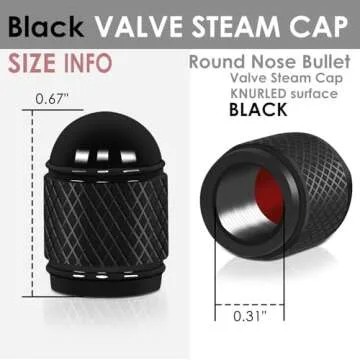 Auto Dynasty Tire Valve Stem Caps 4 Pieces Bullet Style Polished Aluminum Chrome Tire Universal Stem Covers for Cars, SUVs, Bike and Bicycle, Trucks, Motorcycles (Black)
