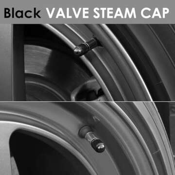 Auto Dynasty Tire Valve Stem Caps 4 Pieces Bullet Style Polished Aluminum Chrome Tire Universal Stem Covers for Cars, SUVs, Bike and Bicycle, Trucks, Motorcycles (Black)