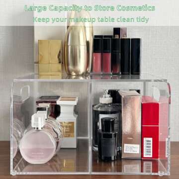 NANYEZH Acrylic Diaper Caddy, Baby Wipes Organizer for Changing Table, Dresser Top Tabletop Organizer with 4 Detachable Compartments, Anti-slip Rubber Feet, Newborn Baby Essentials, Clear