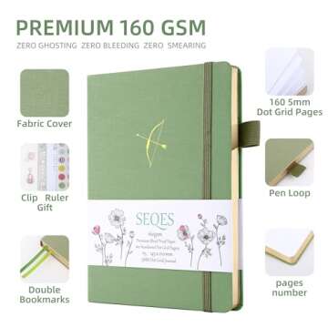 SeQeS Bullet Dotted Journal - A5 Dot Grid with Gold Edge & Gift Box