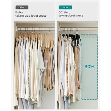 SONGMICS Velvet Hangers 30-Pack with Adjustable Clips for Organization