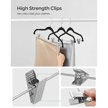 SONGMICS Velvet Hangers 30-Pack with Adjustable Clips for Organization