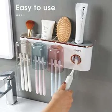 Versatile iHave Toothbrush Holder with Toothpaste Dispenser