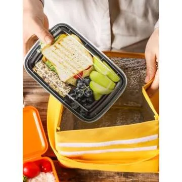 NEEBAKE 60 Sets 28oz Meal Prep Container - Reusable Plastic Food Storage Containers with Lids, Fits Microwave, Freezer and Dishwasher Safe