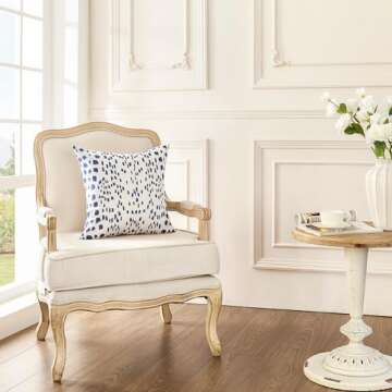 ORANAZA Pack of 2, Blue and White Polka Dot Pillow Cover 18 x 18 Inch Blue Throw Pillow Covers Linen Pillow Case Covers Cushion for Couch Sofa Living Room