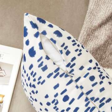 ORANAZA Pack of 2, Blue and White Polka Dot Pillow Cover 18 x 18 Inch Blue Throw Pillow Covers Linen Pillow Case Covers Cushion for Couch Sofa Living Room