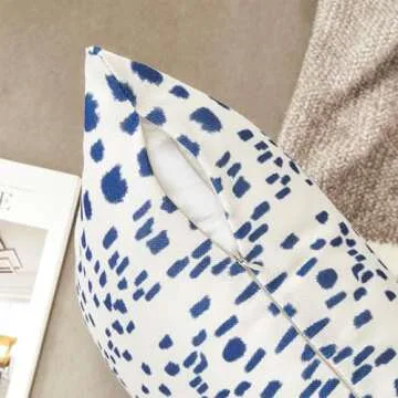 ORANAZA Pack of 2, Blue and White Polka Dot Pillow Cover 18 x 18 Inch Blue Throw Pillow Covers Linen Pillow Case Covers Cushion for Couch Sofa Living Room