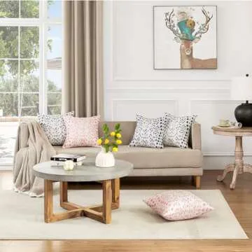 ORANAZA Pack of 2, Blue and White Polka Dot Pillow Cover 18 x 18 Inch Blue Throw Pillow Covers Linen Pillow Case Covers Cushion for Couch Sofa Living Room