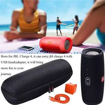 Case for JBL Charge 4 / Charge 5 / Pulse 4 Portable Waterproof Wireless Bluetooth Speaker [ Fits USB Plug and Cable & More ] - Black (Case Only)