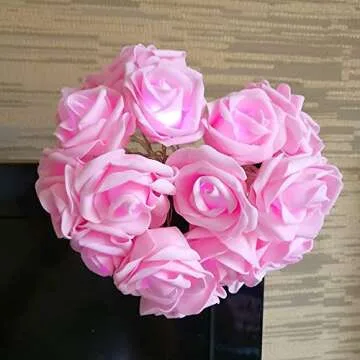 Avanti 20 Led Battery Operated Romantic String Rose Flower Fairy Lamp Light Outdoor for Valentine's Day, Christmas, Wedding, Room, Garden, Patio, Party Festival Decor (Hot Pink)