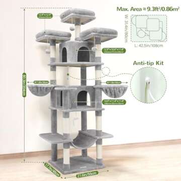 Globlazer Big Cat Tower for Multiple Adult Cats 80inch