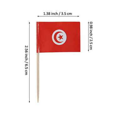 JBCD Tunisia Flag Toothpicks Tunisian Flags Party Cupcake Topper Cocktail Tooth Picks Decorations To...