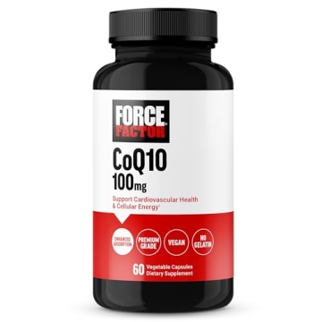 FORCE FACTOR CoQ10 100mg Vegan Heart Health Supplement with BioPerine
