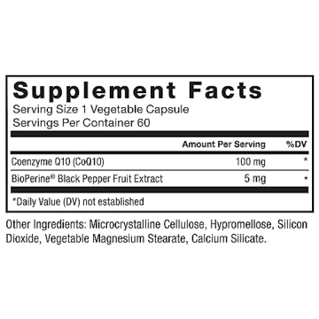 Vegan CoQ10 100mg Heart Health Supplement with BioPerine
