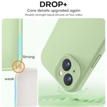 Vooii Compatible with iPhone 13 Case, Liquid Silicone Upgrade [Camera Protection] [Soft Anti-Scratch Microfiber Lining] Shockproof Phone Case for iPhone 13 6.1 inch - Matcha