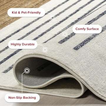 nuLOOM Fringed Performance Indoor Area Rug, Power Loomed, Easy Clean, Durable, Non-Shed, 8' x 10', Keeva Beige