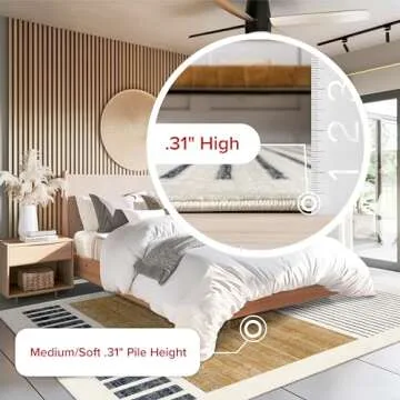 nuLOOM Fringed Performance Indoor Area Rug, Power Loomed, Easy Clean, Durable, Non-Shed, 8' x 10', Keeva Beige