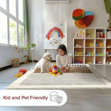 nuLOOM Fringed Performance Indoor Area Rug, Power Loomed, Easy Clean, Durable, Non-Shed, 8' x 10', Keeva Beige