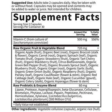 Garden of Life Raw Vitamin C - Vegan, Whole Food, 60 Capsules