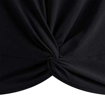 JINKESI Women's Summer Causal Short Sleeve Blouse Round Neck Crop Tops Twist Front Tee T-Shirt Black-X-Large