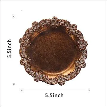 S-MANTIS Vintage Tray Small Antique Trinket Dish, Round, Ring Holder with Twisted Flower Surrounding, Cosmetics Makeup Storage Organizer, Gift, Aesthetic Room Decor (Bronze-Flower)