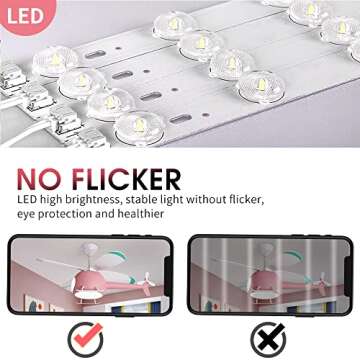 baoshilai kids 42 inch ceiling fan lights, kids bedroom fan (helicopter model), modern ceiling fan with lights remote control, no flicker. LED3-1 color temperature, suitable for girls room,Pink