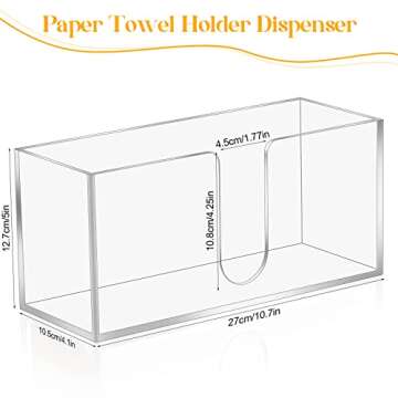 Acrylic Countertop Paper Towel Dispenser, Folded Paper Towel Dispenser Clear Trifold Napkin Holder, Suitable for Z-fold, C-fold or MultiFold Trifold Paper Towels for Bathroom Toilet and Kitchen