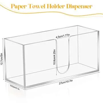 Acrylic Countertop Paper Towel Dispenser, Folded Paper Towel Dispenser Clear Trifold Napkin Holder, Suitable for Z-fold, C-fold or MultiFold Trifold Paper Towels for Bathroom Toilet and Kitchen