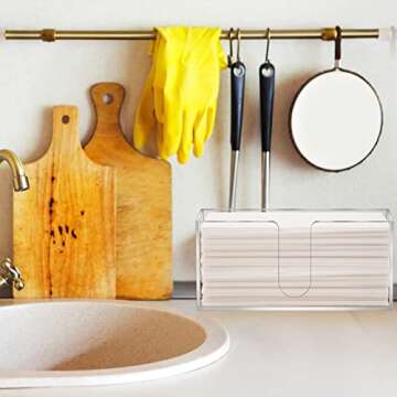 Acrylic Countertop Paper Towel Dispenser, Folded Paper Towel Dispenser Clear Trifold Napkin Holder, Suitable for Z-fold, C-fold or MultiFold Trifold Paper Towels for Bathroom Toilet and Kitchen