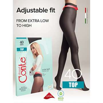 Conte elegant Sheer Low Waist 40 Denier Tights - Top,Black (Nero),Small