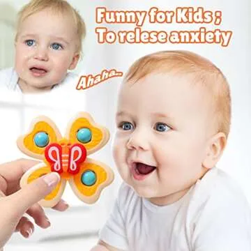 TOHIBEE 3PCS Spinner Toys for 1-3 Year Old Boys & Girls - Suction Cup Spinning Toys for Toddlers & B...