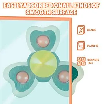 TOHIBEE 3PCS Spinner Toys for 1-3 Year Old Boys & Girls - Suction Cup Spinning Toys for Toddlers & Babies 12-18 Months - First Birthday Gifts