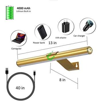 MIOBLUE Rechargeable Picture Lights with Remote,Full Metal Painting Light Display LED Battery Lamp with 3 Lighting Modes, Dimmable Dartboard Light with Timer for Frame Portrait Art