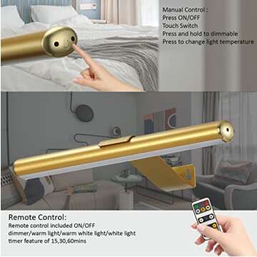 MIOBLUE Rechargeable Picture Lights with Remote,Full Metal Painting Light Display LED Battery Lamp with 3 Lighting Modes, Dimmable Dartboard Light with Timer for Frame Portrait Art