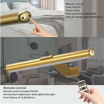 MIOBLUE Rechargeable Picture Lights with Remote,Full Metal Painting Light Display LED Battery Lamp with 3 Lighting Modes, Dimmable Dartboard Light with Timer for Frame Portrait Art