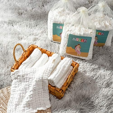 MUKIN Baby Washcloths - Gentle 100% Cotton Towels for Babies