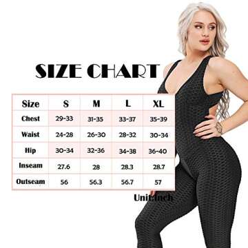 SEASUM Women Yoga Jumpsuit Backless One piece Workout Catsuit Bodysuit Sleeveless Textured Gym Bodycon Romper M