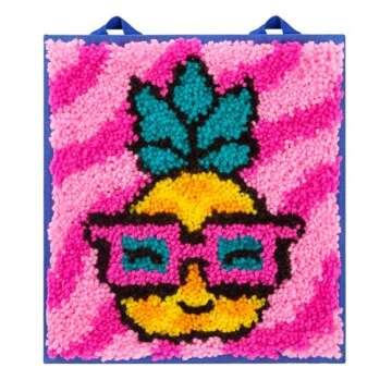 Playmonster LatchKits for Wall Hangings & Mini-Rugs - Pineapple - Craft Kit with Easy, Color-Coded C...