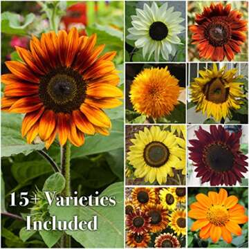 Seed Needs, 1 Ounce 1,000+ Sunflower Seeds for Planting The Original Crazy Blend (15+ Heirloom Varieties) Open Pollinated & Untreated Multicolored Sunflower Flower Seeds - Bulk