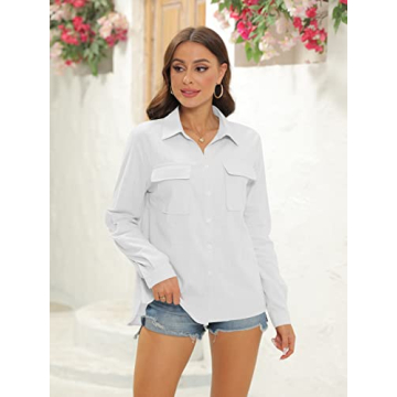 Stylish Runcati Cotton Linen Button Down Shirt For Women