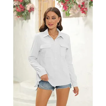 Stylish Runcati Cotton Linen Button Down Shirt For Women
