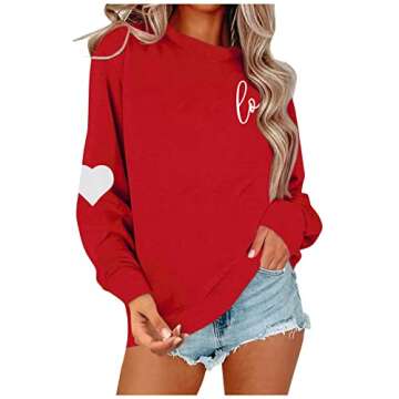 AIIWEIS Valentine Sweatshirt for Womens Love Heart Grahic Long Sleeve Shirt Casual Valentines Gifts ...