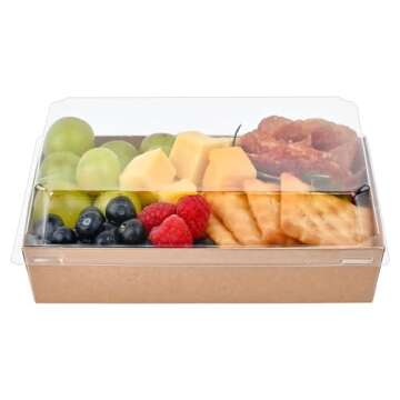 Ocmoiy 7x5 Inch Charcuterie Boxes with Clear Lids, 25 Pack Paper Bakery Boxes with Window, Disposable Take Out Food Containers for Sandwiches, Strawberries, Cookies, Cupcakes (Brown)