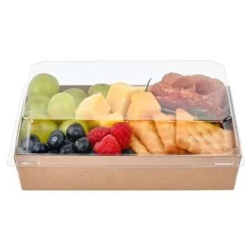 Ocmoiy 7x5 Inch Charcuterie Boxes with Clear Lids, 25 Pack Paper Bakery Boxes with Window, Disposable Take Out Food Containers for Sandwiches, Strawberries, Cookies, Cupcakes (Brown)