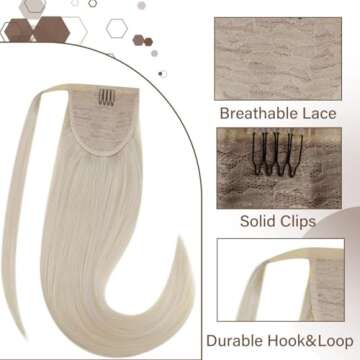Hetto Ponytail Hair Extensions - Platinum Blonde, 18 Inch