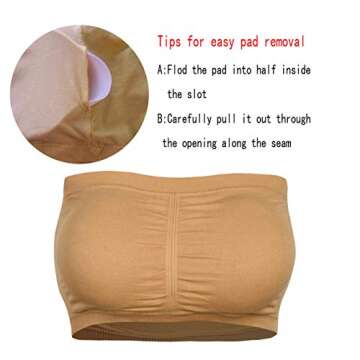 Cabales 3 Packs Women's Seamless Bandeau Crop Tube Top Bra Strapless Padded Bralette,XXX-Large