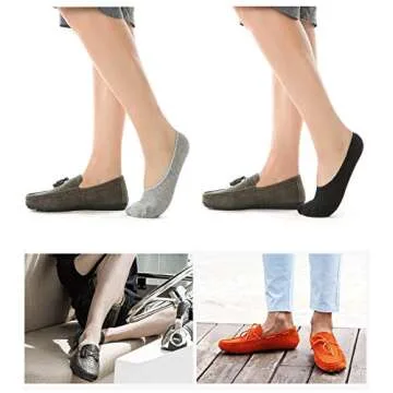 ADFOLF 6 Pack Mens No Show Socks Casual Low Cut Thin Loafers Non Slip Boat Liners (Black+Grey, 9-13)