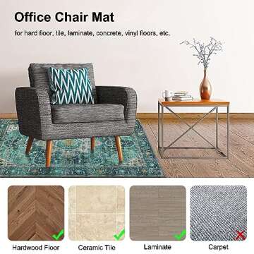 Anidaroel 48"x60" Chair Mat for Hardwood Floor/Tile Floor, Desk Chair Mat for Hard Floors, Under Desk Rug Protector for Rolling Chair, Computer Gaming Chair Mat, Low Pile Carpet Floor Mat