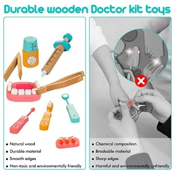 Wooden Dentist & Doctor Kit for Kids - 41 Pieces Set