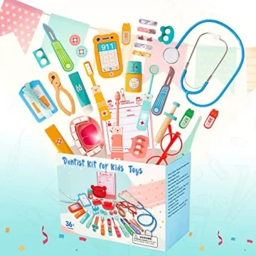 Wooden Dentist & Doctor Kit for Kids - 41 Pieces Set